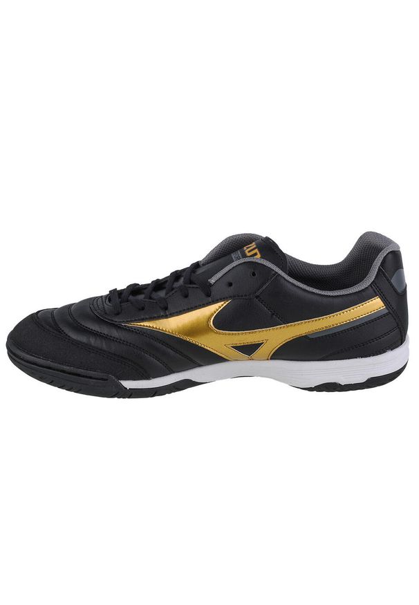Buty halowe - halówki męskie, Mizuno Morelia Sala Classic In. Kolor: czarny, wielokolorowy, żółty. Materiał: guma, syntetyk, materiał. Sport: piłka nożna