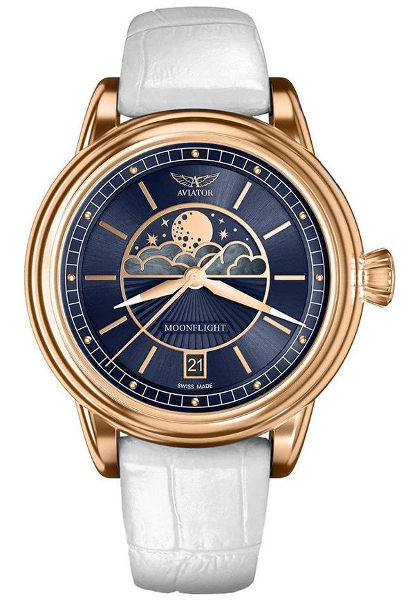 AVIATOR - Zegarek damski Aviator V.1.33.2.256.4 WM biały. Kolor: biały