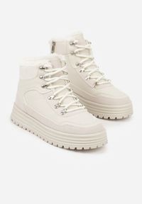 Born2be - Beżowe Sneakersy na Grubej Podeszwie z Futerkiem Alweda. Okazja: na co dzień. Kolor: beżowy. Materiał: futro #5