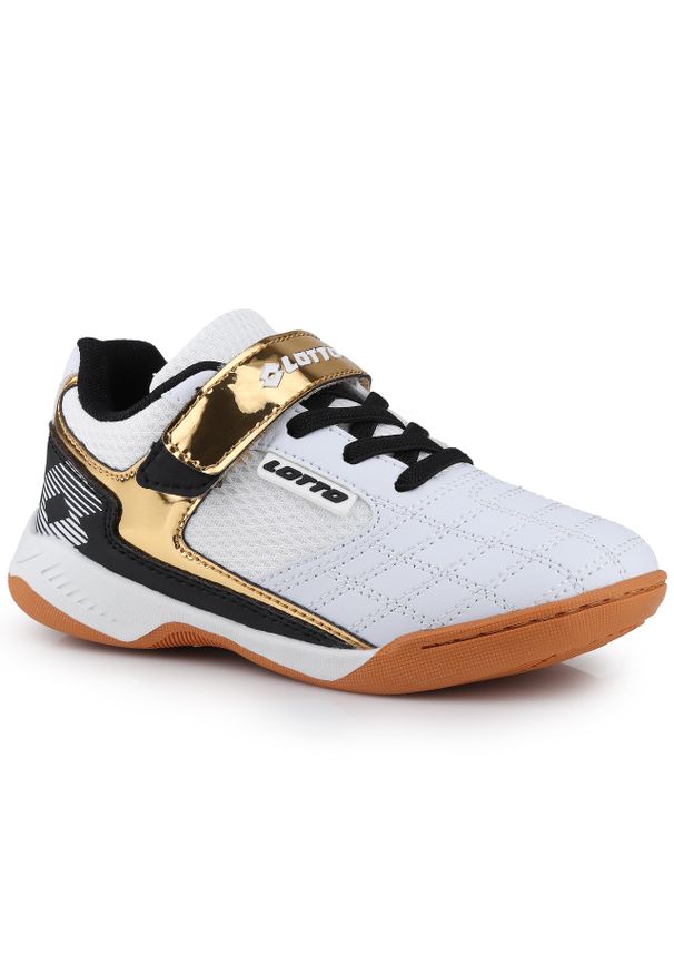 LOTTO - Buty dziecięce sportowe na halę Lotto FLITTER K. Kolor: żółty, czarny, wielokolorowy, biały. Sport: turystyka piesza