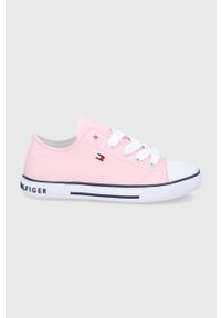 TOMMY HILFIGER - Tommy Hilfiger Tenisówki dziecięce kolor różowy. Nosek buta: okrągły. Zapięcie: sznurówki. Kolor: różowy. Materiał: włókno, guma, materiał
