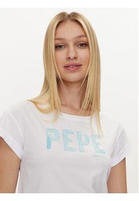 Pepe Jeans T-Shirt Janet PL505836 Biały Regular Fit. Kolor: biały. Materiał: bawełna