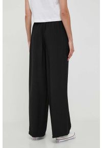 DKNY - Dkny spodnie damskie kolor czarny proste high waist. Okazja: na co dzień. Stan: podwyższony. Kolor: czarny. Materiał: tkanina. Styl: casual #2
