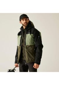 Regatta - Kurtka męska przejściowa ocieplana przeciwdeszczowa Maland. Kolor: zielony. Materiał: dzianina, puch. Wzór: melanż. Sport: turystyka piesza #1