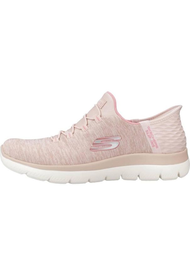 skechers - Damskie SUMMITS DAZZLING HAZE Slip-On Różowy. Zapięcie: bez zapięcia. Kolor: różowy. Materiał: materiał. Szerokość cholewki: normalna. Wzór: melanż