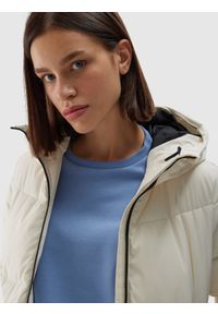 4f - 4F Kurtka puchowa z wypełnieniem syntetycznym damska - biała XL. Okazja: na co dzień. Kolor: biały. Materiał: syntetyk, puch. Długość: długie. Wzór: gładki. Sezon: zima. Styl: klasyczny, casual, sportowy #2