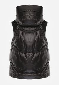 Renee - Czarna Kamizelka z Kapturem Wykończona Ściągaczami Timamar. Okazja: na co dzień. Typ kołnierza: kaptur. Kolor: czarny. Materiał: dzianina, jeans, dresówka. Styl: casual #8