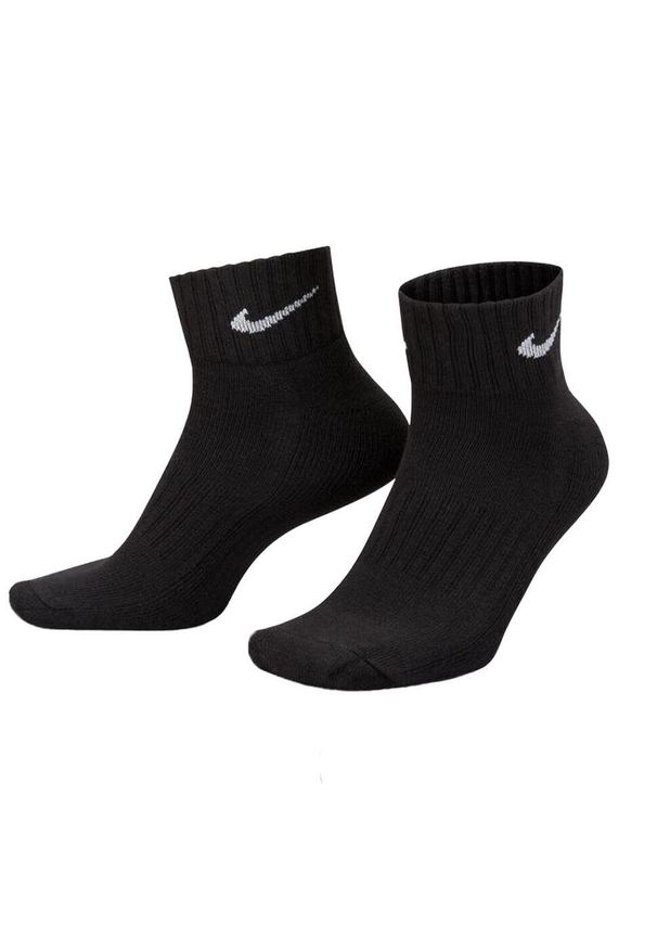 Nike - Bawełniane Skarpetki Unisex Dla Dorosłych Value Quarter (zestaw 3 Sztuk). Kolor: czarny. Materiał: bawełna. Sport: turystyka piesza