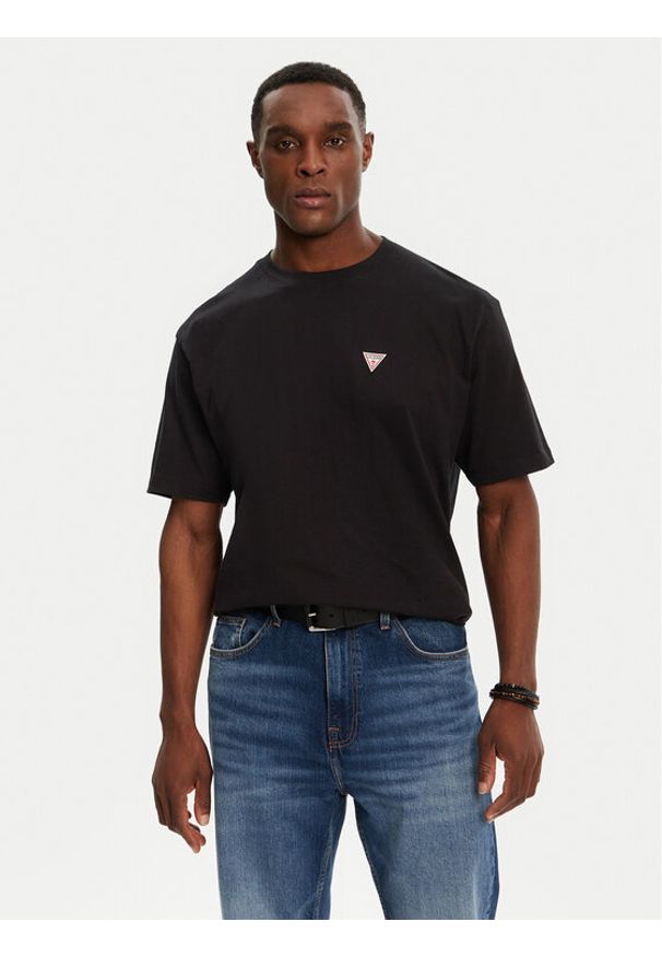 Guess Jeans T-Shirt M4YI46 K8FQ4 Czarny Regular Fit. Kolor: czarny. Materiał: bawełna