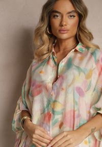 Renee - Różowa Koszula z Bawełną w Kwiatowy Wzór Linetiela. Okazja: na co dzień. Typ kołnierza: kołnierzyk klasyczny. Kolor: różowy. Długość: długie. Wzór: kwiaty. Materiał: bawełna. Długość rękawa: długi rękaw. Sezon: lato. Styl: klasyczny, elegancki, casual #5