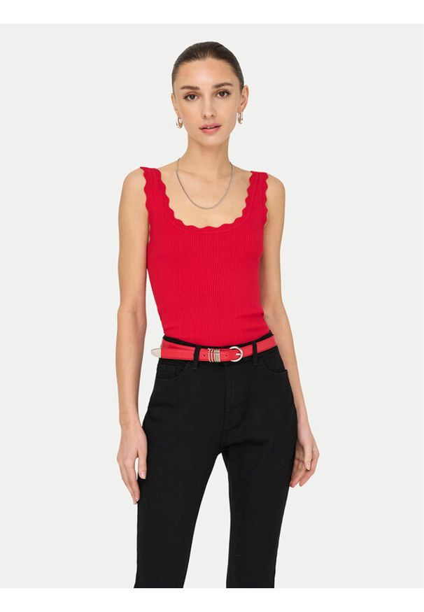 JDY Top Nanna 15290585 Czerwony Slim Fit. Kolor: czerwony. Materiał: wiskoza