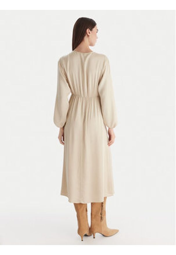 ViCOLO Sukienka koktajlowa TF0250 Beżowy Regular Fit. Kolor: beżowy. Materiał: wiskoza. Styl: wizytowy