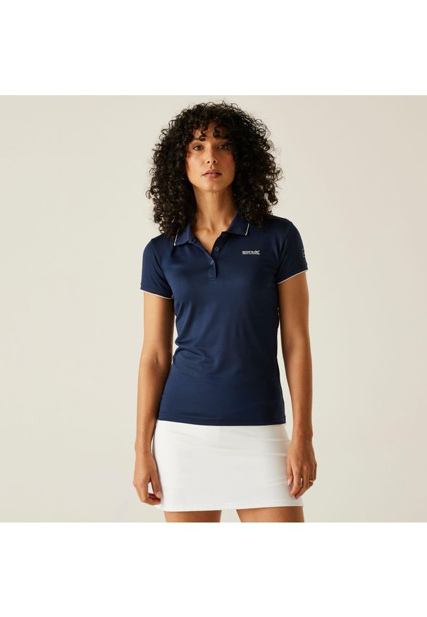 Regatta - Koszulka turystyczna polo damska Remex II. Typ kołnierza: polo. Kolor: niebieski. Materiał: materiał