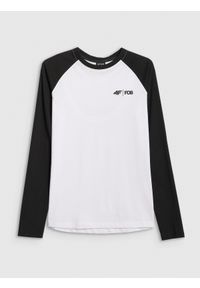 4f - 4F Longsleeve regular damski - biały S. Okazja: na co dzień. Kolor: biały. Materiał: materiał, dzianina. Długość rękawa: długi rękaw. Długość: długie. Styl: casual