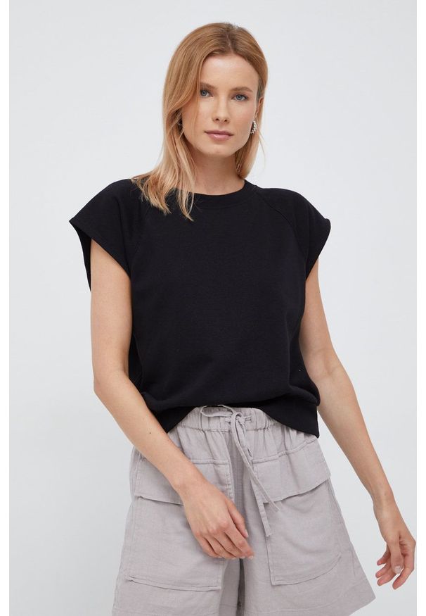 GAP t-shirt damski kolor czarny. Kolor: czarny. Materiał: dzianina. Długość rękawa: raglanowy rękaw