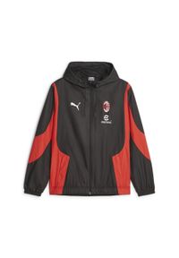 Puma - Męska tkana przedmeczowa kurtka piłkarska A.C Milan PUMA Black For All Time Red. Kolor: wielokolorowy, czarny, czerwony. Sport: piłka nożna #1