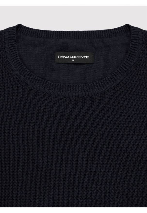 Pako Lorente - PAKO LORENTE - Granatowy sweter męski o-neck. Kolor: niebieski, brązowy, zielony. Materiał: bawełna. Sezon: jesień