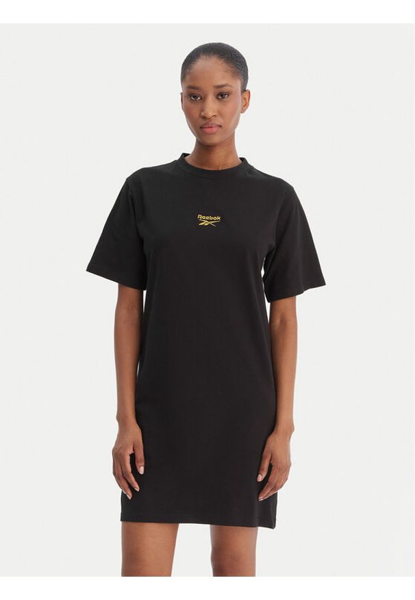 Reebok Sukienka codzienna Surya RK25502CCW Czarny Regular Fit. Okazja: na co dzień. Kolor: czarny. Materiał: bawełna. Typ sukienki: proste. Styl: casual