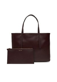 Calvin Klein Torebka Emblem Aop Small Tote LV04F3267G Bordowy. Kolor: czerwony. Materiał: skórzane