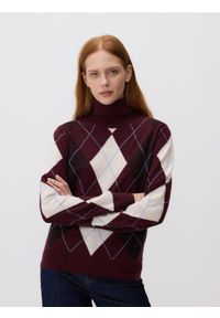 Reserved - Wełniany golf w romby - wielobarwny. Typ kołnierza: golf. Materiał: wełna #1