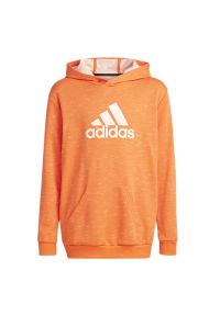 Adidas - Bluza adidas Future Icons Badge Of Sport Hooded Sweatshirt HP0904 - pomarańczowa. Okazja: na co dzień. Typ kołnierza: kaptur. Kolor: pomarańczowy. Materiał: poliester, materiał, wiskoza, bawełna. Styl: sportowy #1