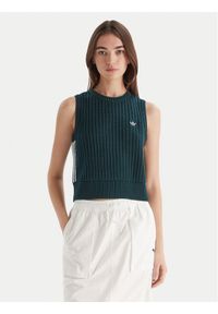 Adidas - adidas Top adicolor JW4993 Zielony Regular Fit. Kolor: zielony. Materiał: bawełna
