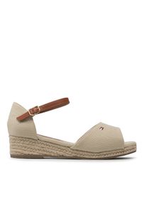 TOMMY HILFIGER - Tommy Hilfiger Espadryle Rope Wedge Sandal T3A7-32185-0048 S Beżowy. Kolor: beżowy. Materiał: materiał #1