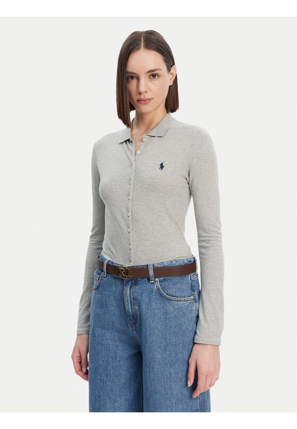 Polo Ralph Lauren Koszula 211941176001 Szary Slim Fit. Typ kołnierza: polo. Kolor: szary. Materiał: bawełna