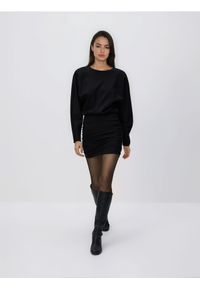 Reserved - Drapowana sukienka z wiskozą - czarny. Kolor: czarny. Materiał: wiskoza #1