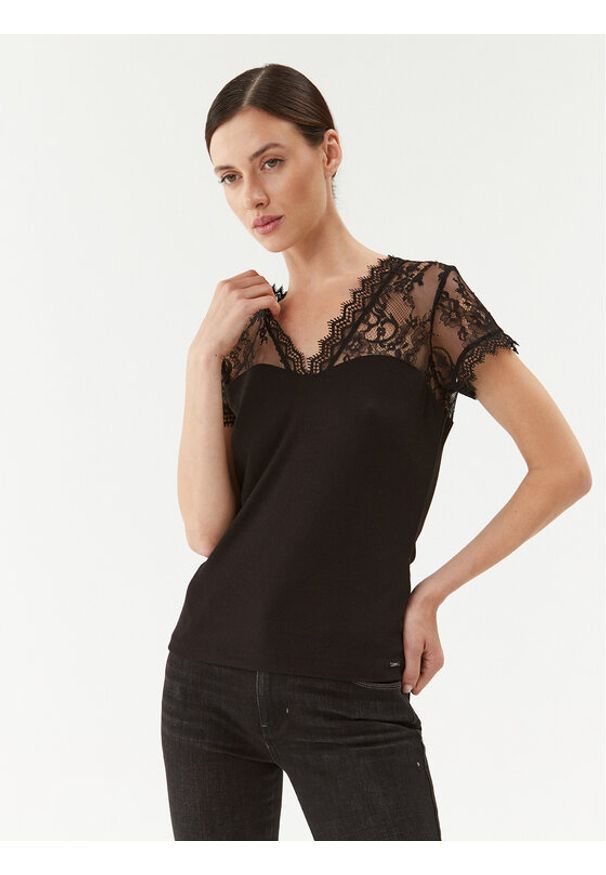 Morgan Bluzka 232-DLAMI Czarny Slim Fit. Kolor: czarny. Materiał: syntetyk