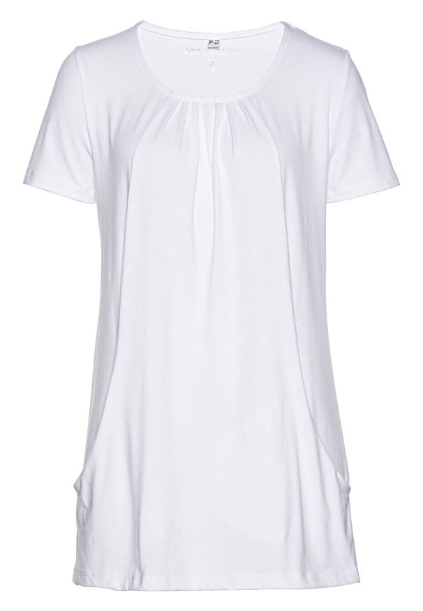 Długi shirt bonprix biały. Kolor: biały. Długość: długie