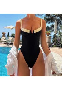 Intica - Strój kąpielowy jednoczęściowy elastyczny na plażę i basen Zoea. Kolor: czarny. Materiał: tkanina, materiał #3