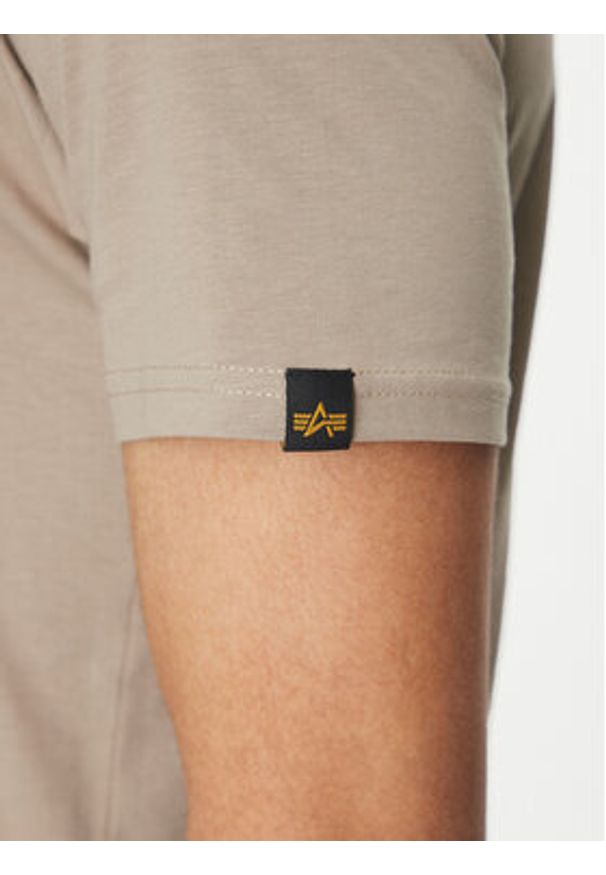 Alpha Industries T-Shirt Basic 100501 Beżowy Regular Fit. Kolor: beżowy. Materiał: bawełna