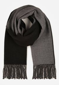 Born2be - Czarny Klasyczny Szalik z Bawełny i Wiskozy z Frędzlami Vetilisa. Kolor: czarny. Materiał: bawełna, wiskoza. Styl: klasyczny #2
