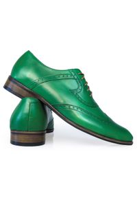Faber - Zielone męskie buty wizytowe - brogsy T27. Kolor: zielony. Materiał: skóra. Wzór: aplikacja. Styl: wizytowy #6