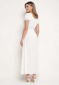 Born2be - Biała Sukienka Ozdobiona Bufkami Dolinossa. Okazja: na co dzień. Kolor: biały. Wzór: aplikacja. Sezon: lato. Styl: casual #7