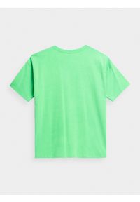 4f - T-shirt oversize z nadrukiem damski. Kolor: zielony. Materiał: bawełna. Wzór: nadruk