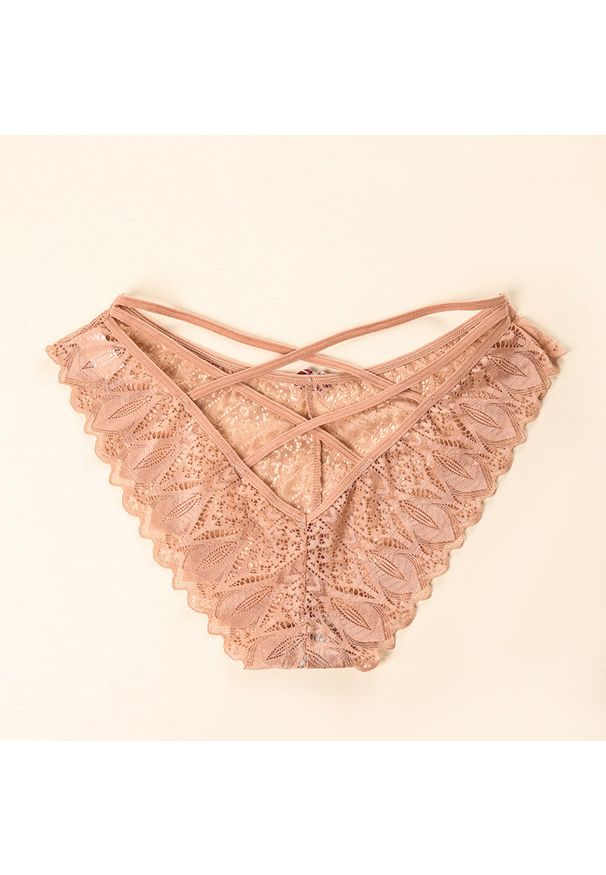 Intica - Brazyliany koronkowe z elastycznymi paskami na co dzień i specjalne okazje Razan. Kolor: beżowy. Materiał: koronka. Wzór: koronka