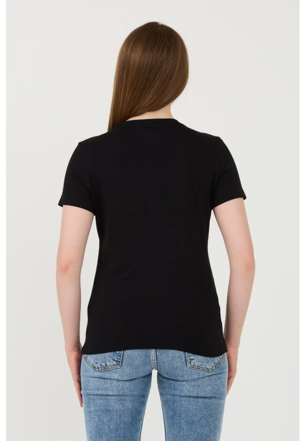 Guess - GUESS Czarny damski t-shirt bawełniany Icon Tee, Rozmiar XS. Kolor: czarny. Materiał: bawełna