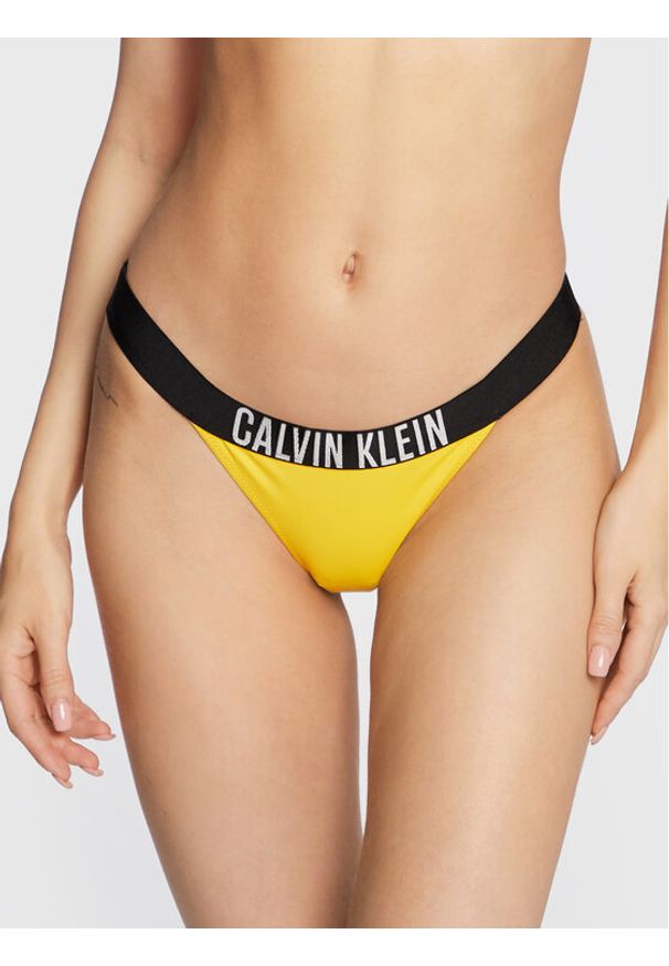 Calvin Klein Swimwear Dół od bikini Intense Power KW0KW01727 Żółty. Kolor: żółty. Materiał: syntetyk