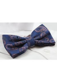 Mucha Męska Alties z Poszetką - Granat w Duże Paisley. Kolor: niebieski. Wzór: paisley. Styl: elegancki, sportowy