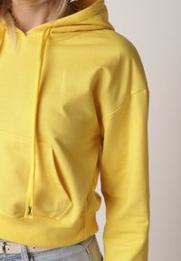 Born2be - Żółta Bluza z Dodatkiem Bawełny z Kapturem Wykończona Ściągaczami Evista. Typ kołnierza: kaptur. Kolor: żółty. Materiał: bawełna #7