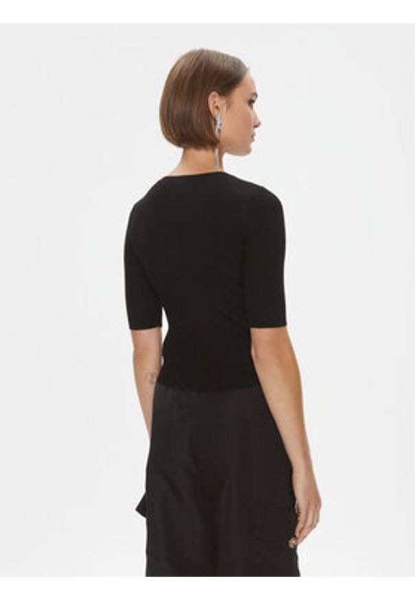 Pinko Sweter Tritone 102017 A18M Czarny Slim Fit. Kolor: czarny. Materiał: wełna