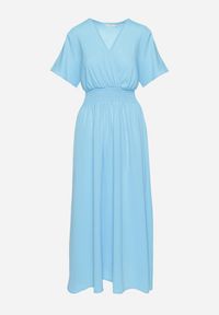 Born2be - Niebieska Sukienka Długa o Rozkloszowanym Fasonie z Kopertowym Dekoltem Saliusa. Okazja: na co dzień. Kolor: niebieski. Typ sukienki: kopertowe. Styl: casual, elegancki. Długość: maxi #6