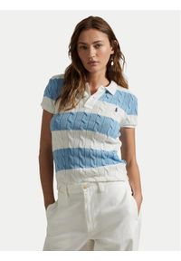 Polo Ralph Lauren Sweter 211943043011 Niebieski Slim Fit. Typ kołnierza: polo. Kolor: niebieski. Materiał: bawełna