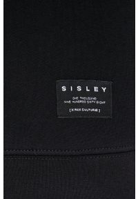 Sisley Bluza męska kolor czarny wzorzysta. Okazja: na co dzień. Kolor: czarny. Materiał: dzianina. Długość rękawa: raglanowy rękaw. Styl: casual #2