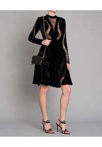 Elie Saab - ELIE SAAB - Sukienka z koronką. Kolor: czarny. Materiał: koronka. Długość rękawa: długi rękaw. Wzór: koronka. Typ sukienki: rozkloszowane. Styl: elegancki #4