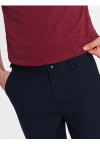 Ombre Clothing - Męskie spodnie chino z gumką w pasie SLIM FIT - granatowe V3 - Rozmiar: XL. Okazja: na co dzień. Kolor: niebieski. Materiał: guma, wiskoza, tkanina, poliester, materiał, bawełna. Styl: casual, elegancki #8
