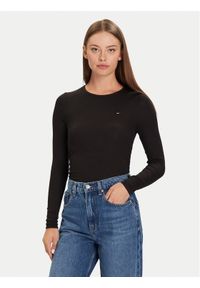 Tommy Jeans Bluzka DW0DW21568 Czarny Slim Fit. Kolor: czarny
