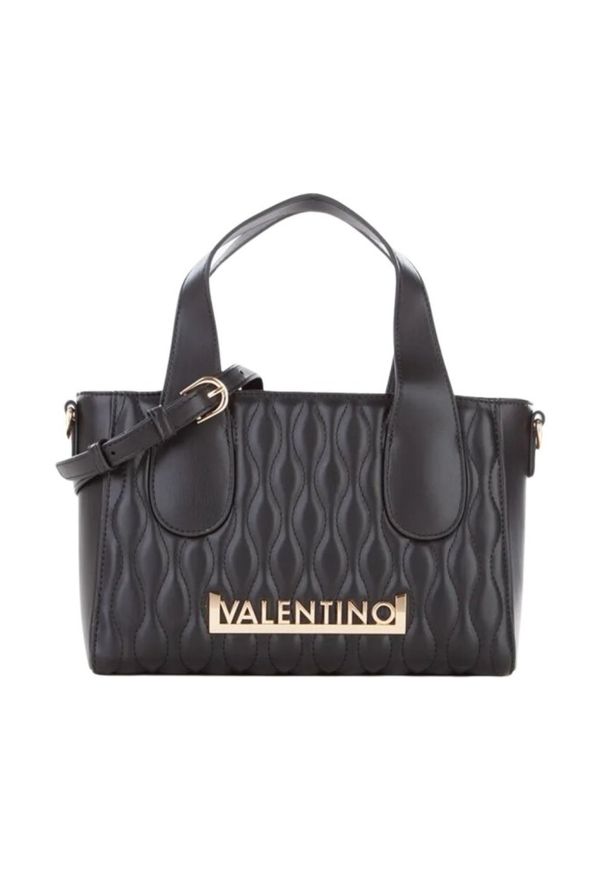 Valentino by Mario Valentino - VALENTINO Czarna mała shopperka Copacaban. Kolor: czarny. Wzór: paski